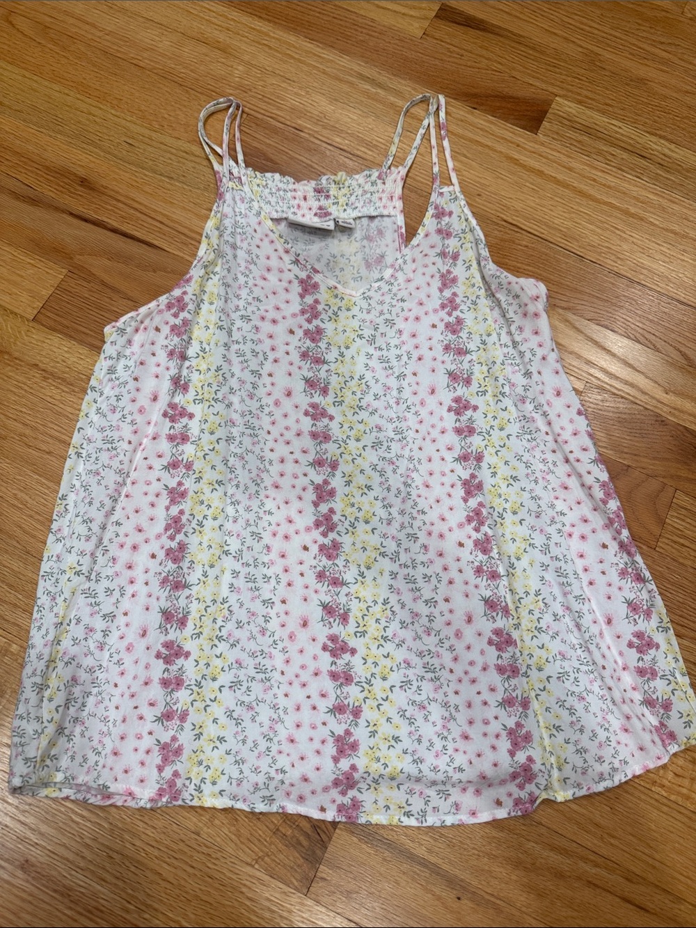 SO White Floral Stripe Camisole with Pink & Yellow Accents